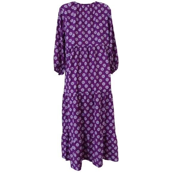 Dokotoo Women Purple Floral Maxi Dress Size M 3/4 Sleeve Loose Fit Tiered - Picture 4 of 12